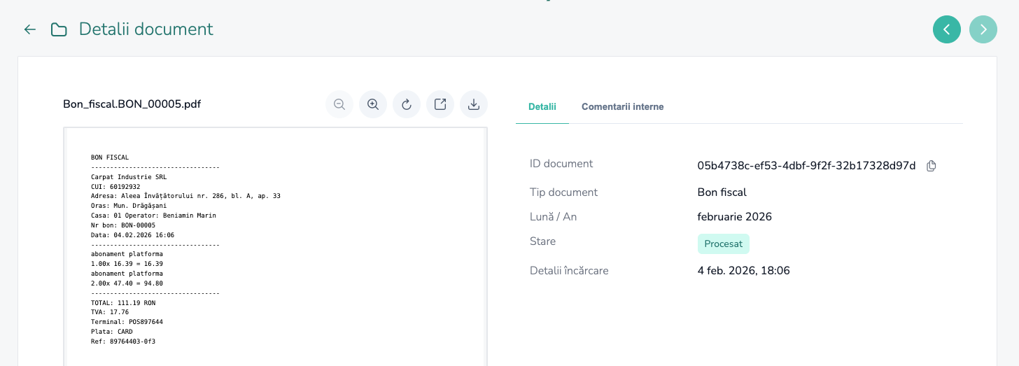 Interfață Quanty pentru documente și activități administrative într-un singur sistem